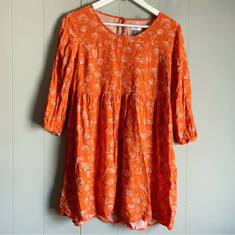Old Navy Floral Babydoll Mini Dress 3/4 Sleeve Small